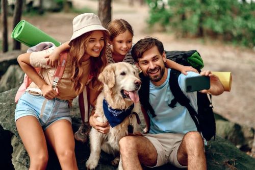 happy family camping