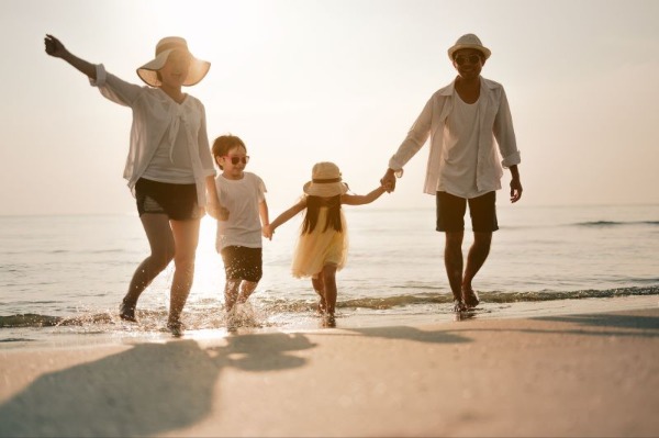 Happy family on the beach