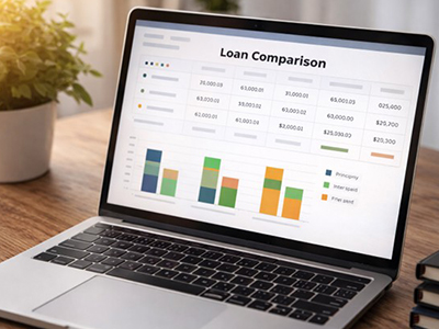 laptop screen displaying Loan Comparison chart