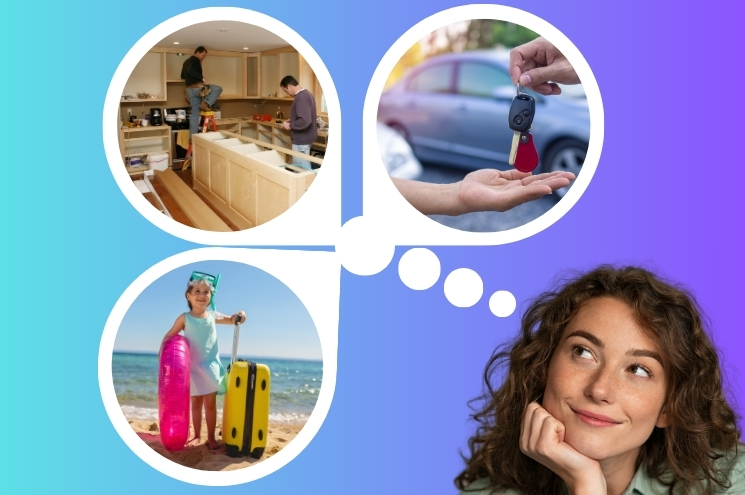collage thought bubbles of HELOC financing options