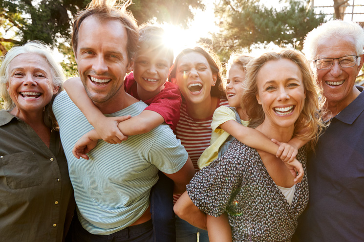 group of multigenerational happy people
