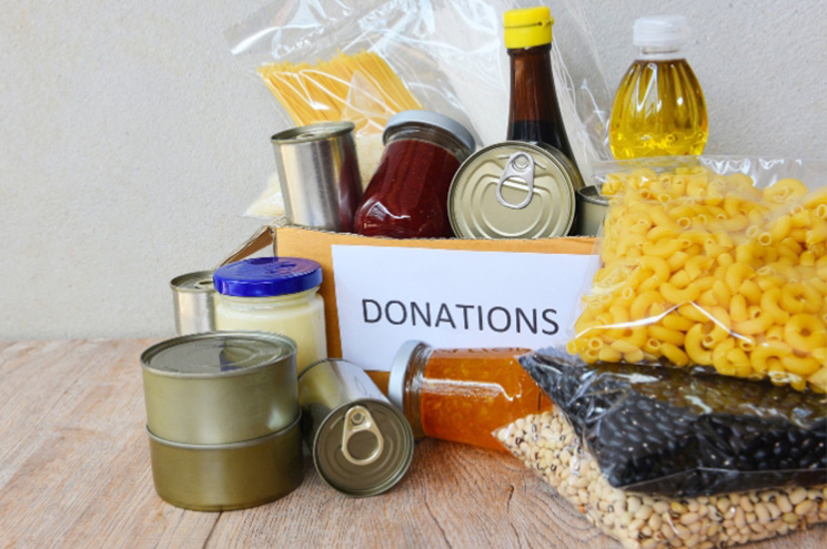 a box of donated food