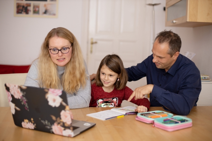 Family at kitchen table