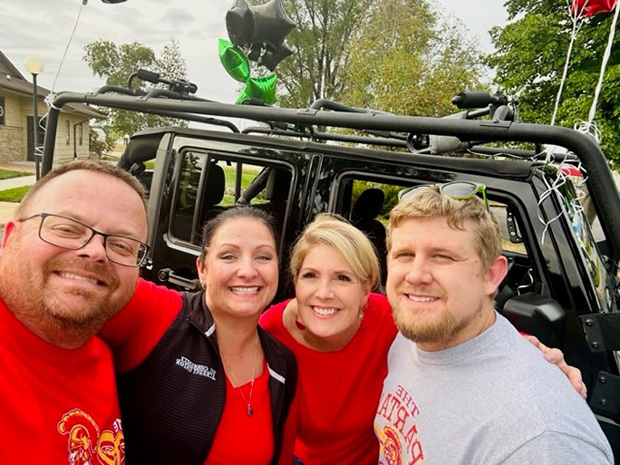 2023 Homecoming Parade Team: Chip, Veronica, Sandy, and Tyler